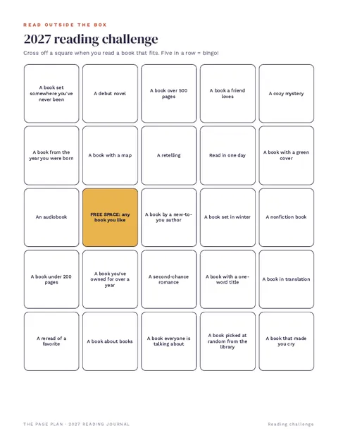 Reading challenge page